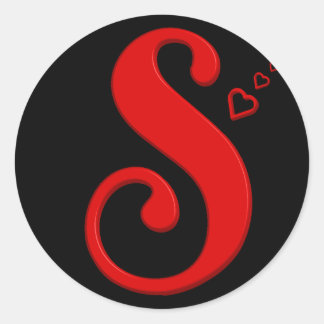 Adesivo S Monograma inicial - Letra maiúscula S com vermel