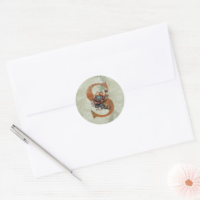 Adesivo S Vintage Floral Steampunk Letra (Envelope)