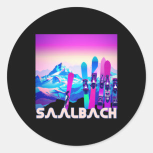 Adesivo Saalbach Ski - Estilo De anos 80 Retroativo E Snow
