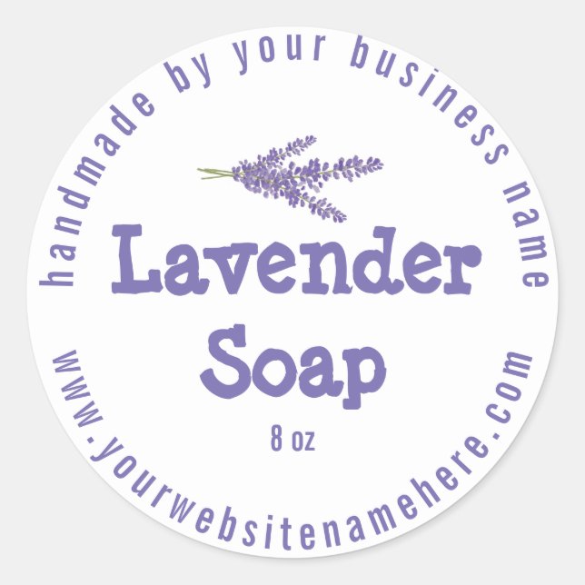 Adesivo Sabão branco roxo, Lavanda feita à mão, russo (Frente)