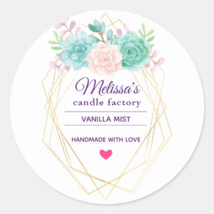 Adesivo Sabão cor-de-rosa & verde da vela do Succulent da