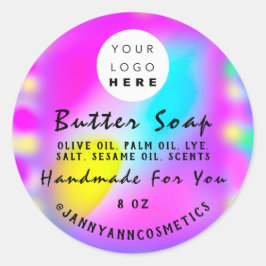 Adesivo Sabão-Manteiga Cosméticos Logotipo Hológrafo Rosa-