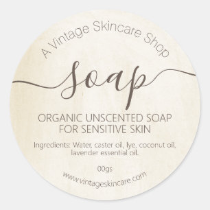 Adesivo Sabão Orgânico Simples De Vintagem Feita À Mão