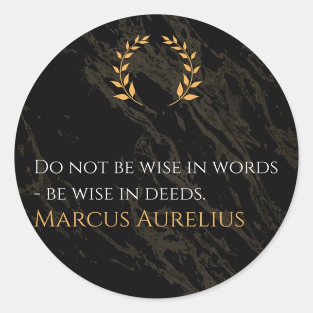 Adesivo Sabedoria de Marcus Aurelius: Ações falam mais alt (Frente)