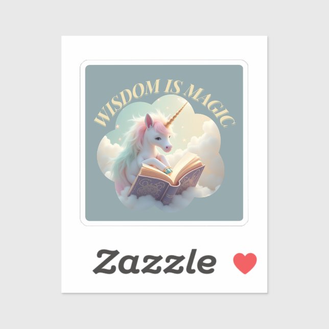 Adesivo Sabedoria é mágica - Unicórnio giro (Folha)