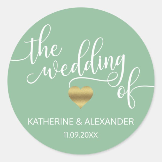 Adesivo Sábio Dourado moderno Verde O CASAMENTO DAS FÉRIAS (Frente)