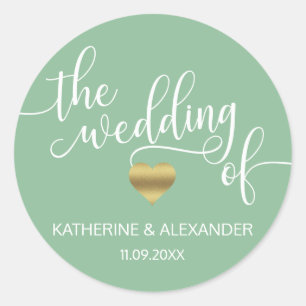 Adesivo Sábio Dourado moderno Verde O CASAMENTO DAS FÉRIAS
