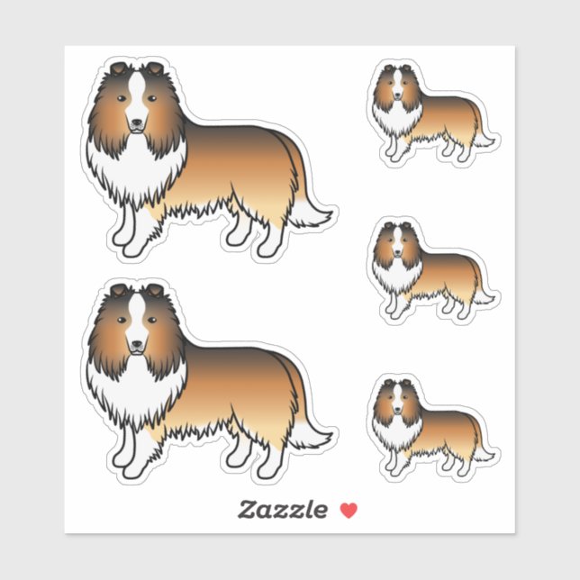 Adesivo Sable Shetland Sheepdog Sheltie Cartoon Dogs (Folha)