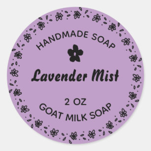 Adesivo Sabonete Caseiro Coroa de Flores Rústica Lavanda R