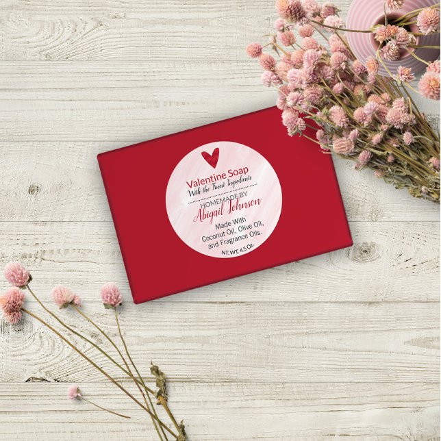 Adesivo Sabonete caseiro de Dia de os namorados vermelho f (Criador carregado)