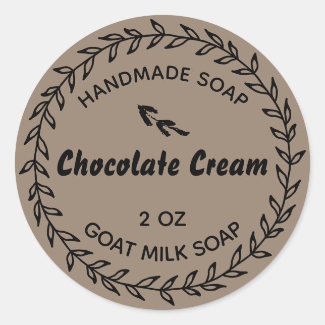 Adesivo Sabonete Caseiro Rustico Coroa Country Chocolate (Frente)
