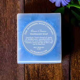 Adesivo Sabonete cosmético de texto branco azul claro esti