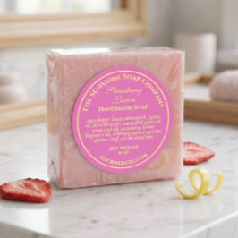 Adesivo Sabonete cosmético em estilo retrô rosa com texto 