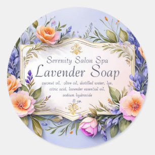 Adesivo Sabonete de Lavanda com Flores de Jardim Editáveis
