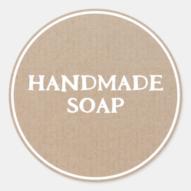 Adesivo Sabonete Marrom De Papel Trazido Para Mão (Frente)