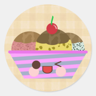 Adesivo Sabores de Sundae de Sorvete Kawaii Delicioso Xadr