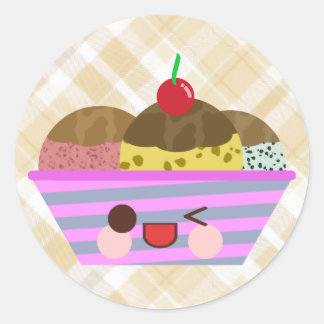 Adesivo Sabores de Sundae de Sorvete Kawaii Deliciosos Xad