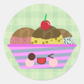 Adesivo Sabores Deliciosos de Sundae de Sorvete Kawaii Xad
