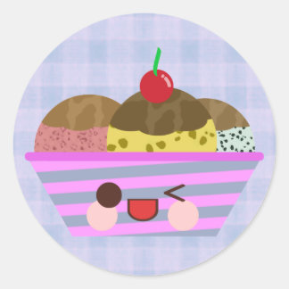 Adesivo Sabores Deliciosos de Sundae de Sorvete Kawaii Xad