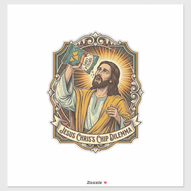 Adesivo Saco de Batata Frita Vazio de Jesus Comida de Bêba (Folha)