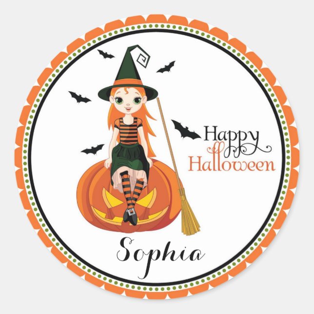 Adesivo Saco de bruxa bonitinha bonitinho de Halloween (Frente)
