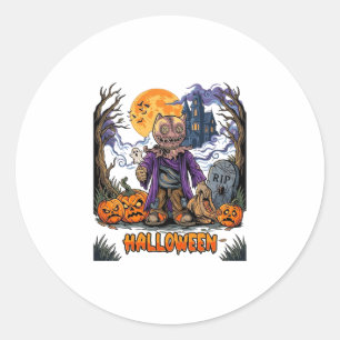 Adesivo Saco de Doces Espantalho de Halloween Abóboras Cas