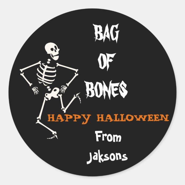 Adesivo Saco de ossos do Fantasma do Feliz Halloween Perso (Frente)