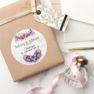 Adesivo Saco de Presente Floral Borboleta - Personalização
