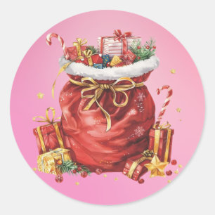 Adesivo Saco Festivo de Presente de Natal com Presentes
