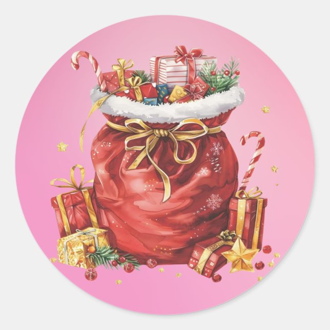 Adesivo Saco Festivo de Presente de Natal com Presentes (Frente)