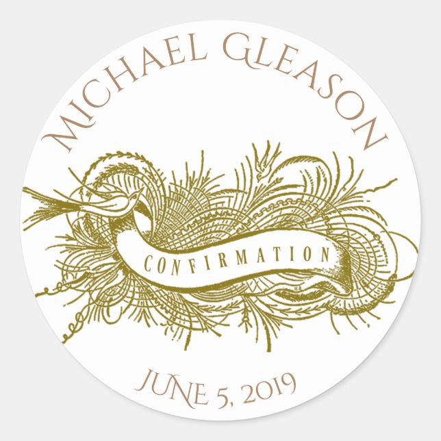 Adesivo Sacramento Dourado religioso da confirmação (Frente)