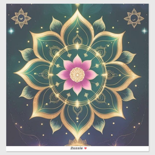 Adesivo Sacred Lotus Moon Mandala - Aura Celestial (Folha)