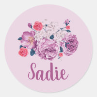 Sadie Nome Floral Personalizado Flor Vintage Rosa