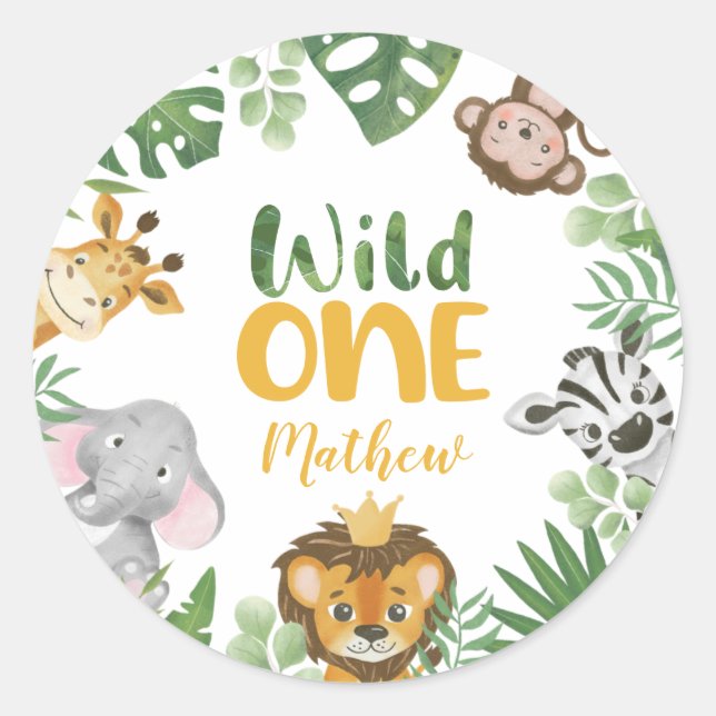 Adesivo Safari Animais Selvagens Um primeiro aniversario D (Frente)