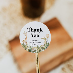 Adesivo Safari Animal First Birthday Round Sticker Selvage