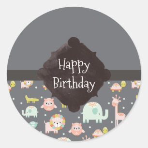 Adesivo Safari Animal Pattern Nursery Art Happy Birthday