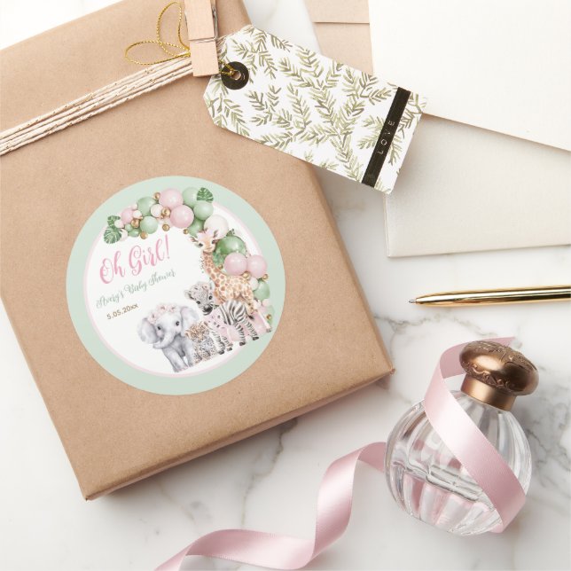 Adesivo Safari Animal Tropical Verde Bebê Rosa Chá (Presentear)