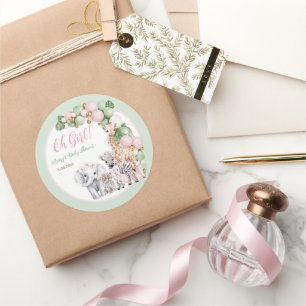 Adesivo Safari Animal Tropical Verde Bebê Rosa Chá