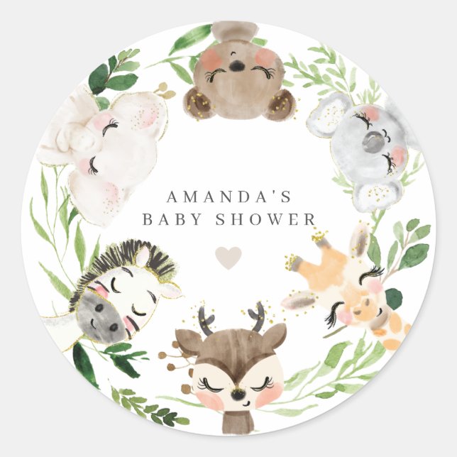 Adesivo Safari Animals Baby Shower  (Frente)