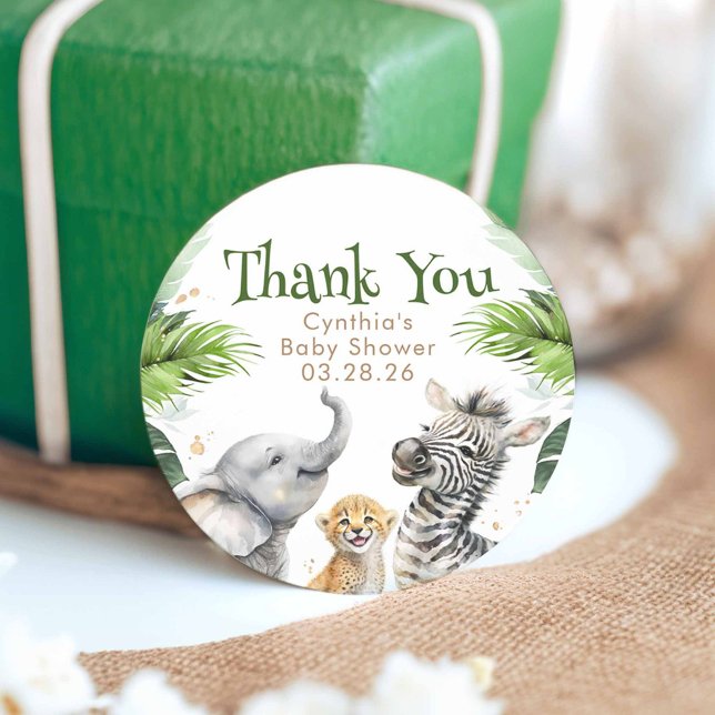 Adesivo Safari Bebês Cute Adorável Selvagem (Safari Animals Thank You Stickers)