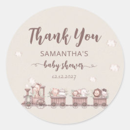 Adesivo Safari Selgle Animal Treina Chá de fraldas Obrigad