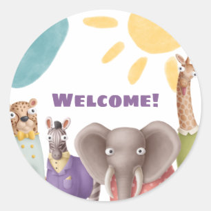 Adesivo Safari Welcome do Cupcake Topper