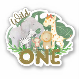 Adesivo Safari Wild One Animal Folhas Tropicais