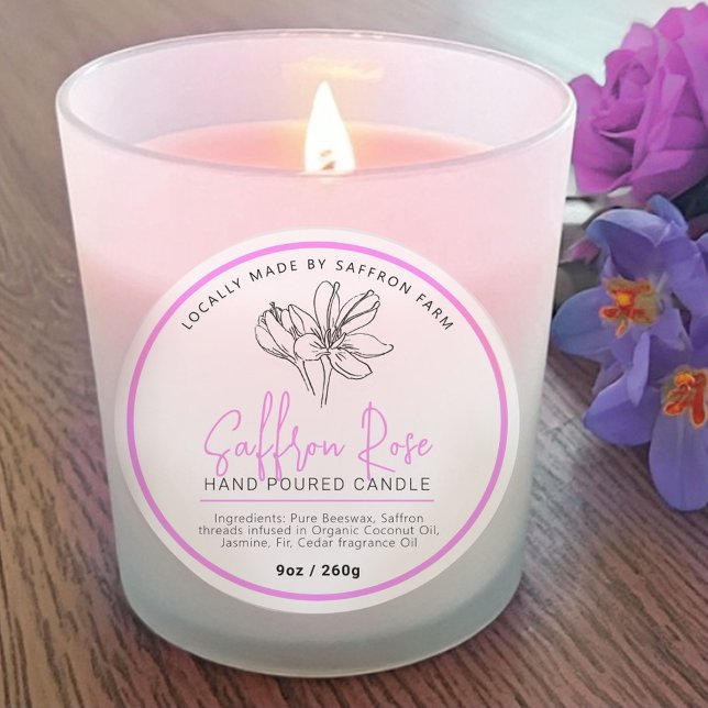 Adesivo Saffron rose candle ingredient drawn logo mauve (Criador carregado)