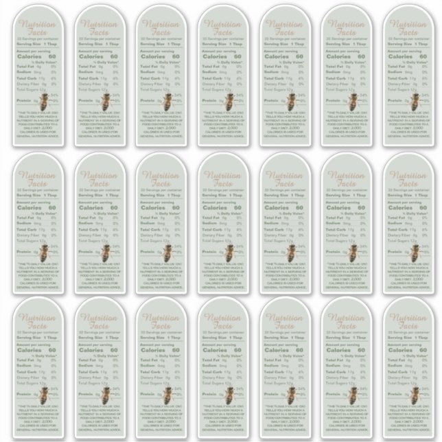 Adesivo SAGE 16 oz Mama de mel e Fatos de nutrição das abe (Frente)