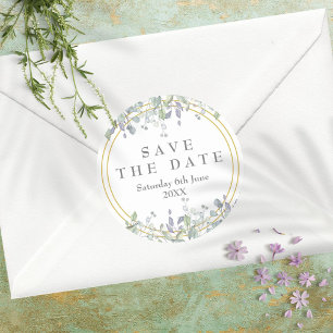 Adesivo Sage e Lilac Floral Salvem o Favor de Data
