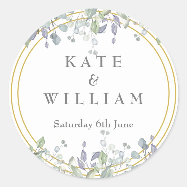 Adesivo Sage e Lilac Floral Weding Favor (Frente)