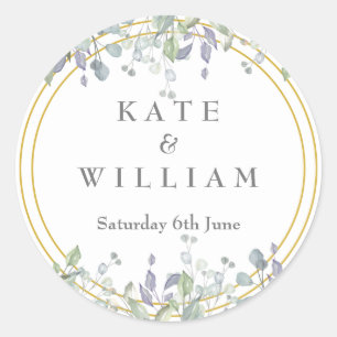 Adesivo Sage e Lilac Floral Weding Favor