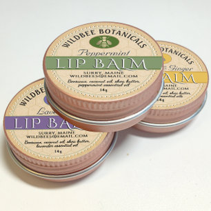 Adesivo Sage em Kraft Beeswax Lip Balm com Borda Pontilhad