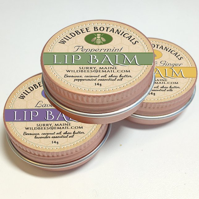 Adesivo Sage em Kraft Beeswax Lip Balm com Borda Pontilhad (Criador carregado)